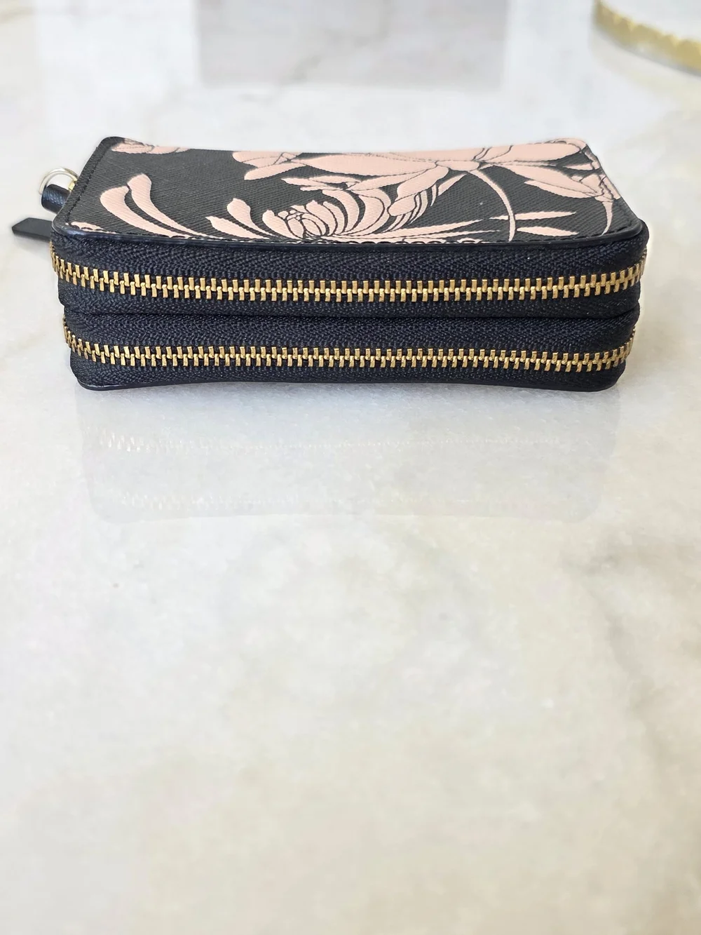 Kate Spade New York Laurel Way Gardenia Rosie Double Zip Case Wallet Black Pink